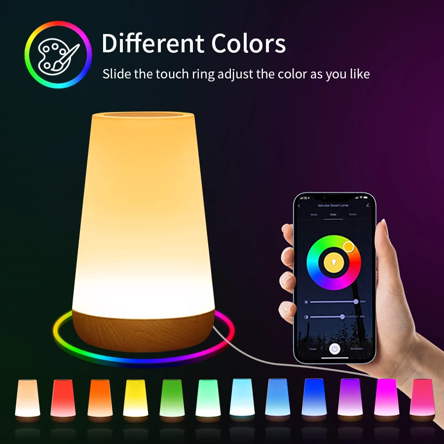 Tuya-lámpara de mesa inteligente con WiFi, lámpara de escritorio con Control por voz, RGB, táctil, luz nocturna para dormitorio, funciona con Alexa y Google Home