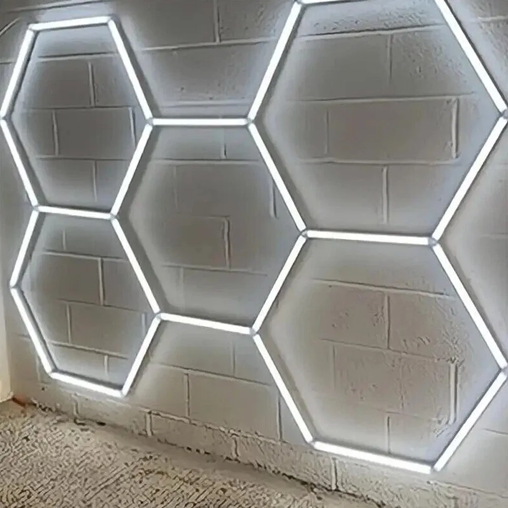 Luz blanca LED hexagonal en forma de panal para garaje, temperatura de color superbrillante de 6500K instalada en el techo, adecuada para garajes