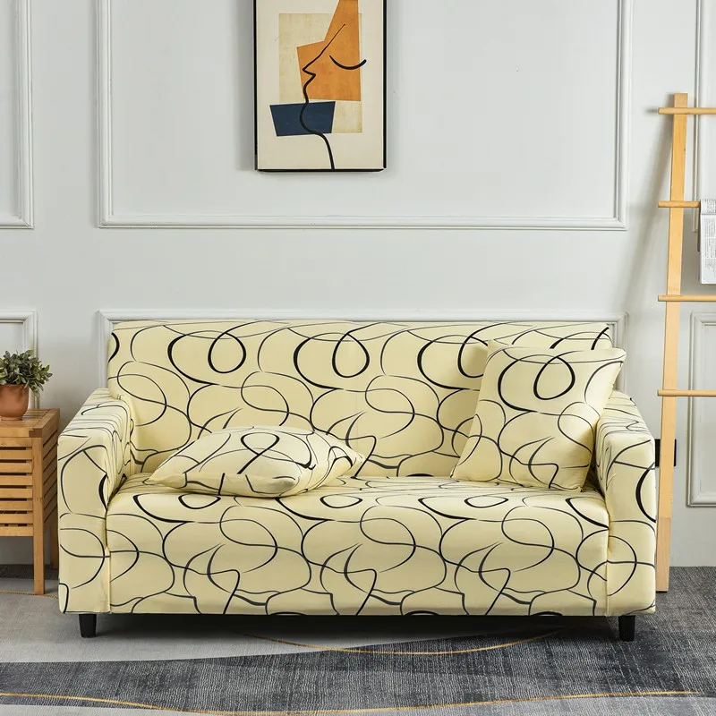 Funda de sofá elástica estampada para sala de estar, funda de sofá combinada en forma de L, decoración del hogar, 1/2/3/4 asientos extraíbles