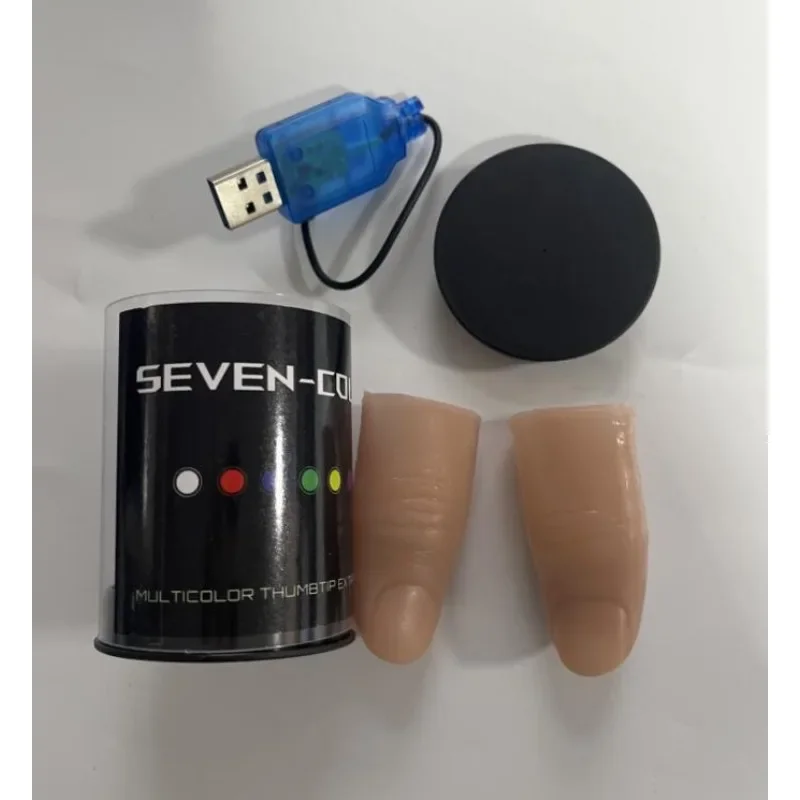 Puntas de pulgar con luz LED de siete colores, trucos de magia súper ligeros, juego de pares de luces profesionales, accesorios de escenario D'lite, trucos, ilusiones