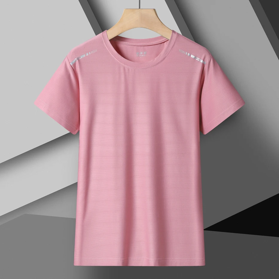 Camiseta para correr para mujer, Camiseta deportiva reflectante de alta elasticidad y transpirable para correr, mangas cortas frescas de seda helada de secado rápido para verano