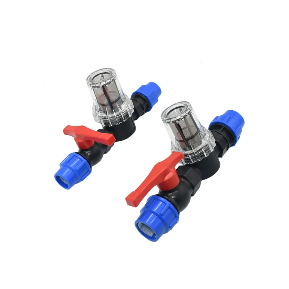 Filtro de agua de tubo de PE de 25mm y 32mm con tubo de plástico, conector rápido, filtro de malla 80, adaptador de riego por goteo para jardín
