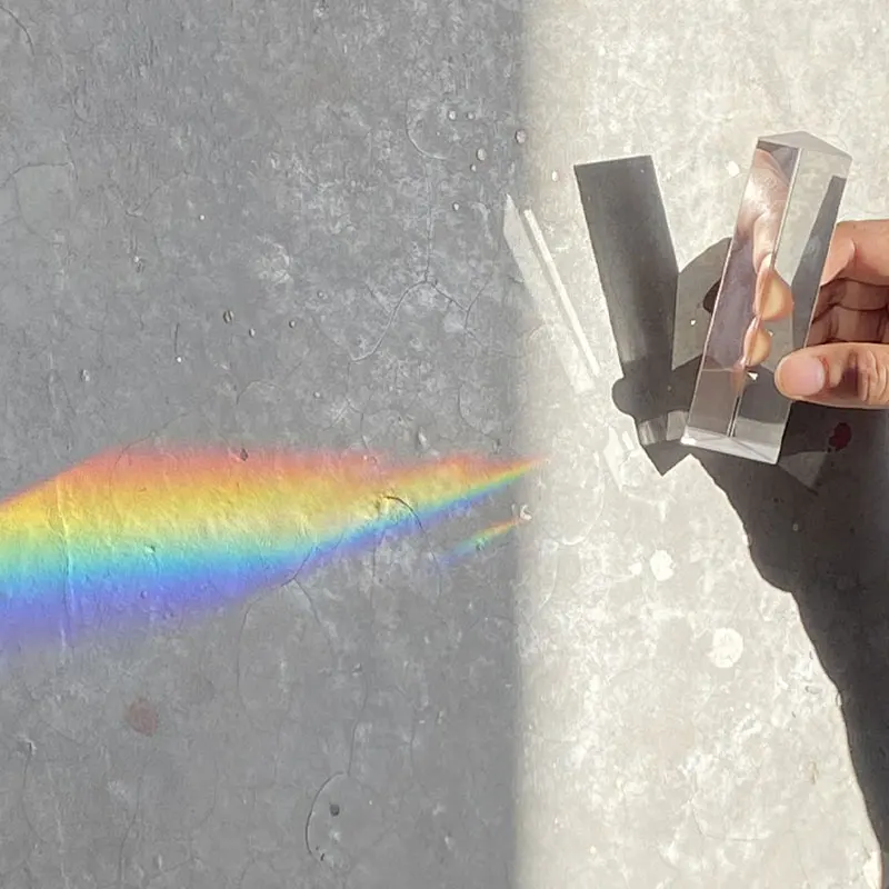 Prisma de vidrio óptico para fotografía, prisma Triangular de enseñanza de luz refractada, 18cm/15cm/10cm/5cm, herramienta de experimento de ciencia física