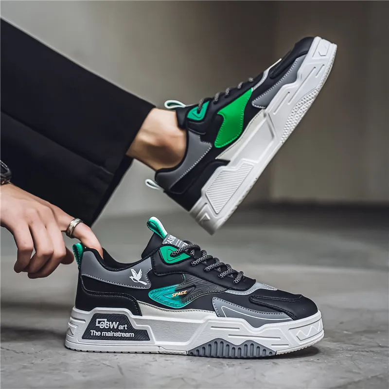 Zapatos Deportivos Casuales Otoño 2024 para Hombre, Zapatos de Cuero de Moda con Punta Baja, Zapatos de Running Versátiles, Zapatos de Skateboard para Hombre Aptos para Deportes al Aire Libre