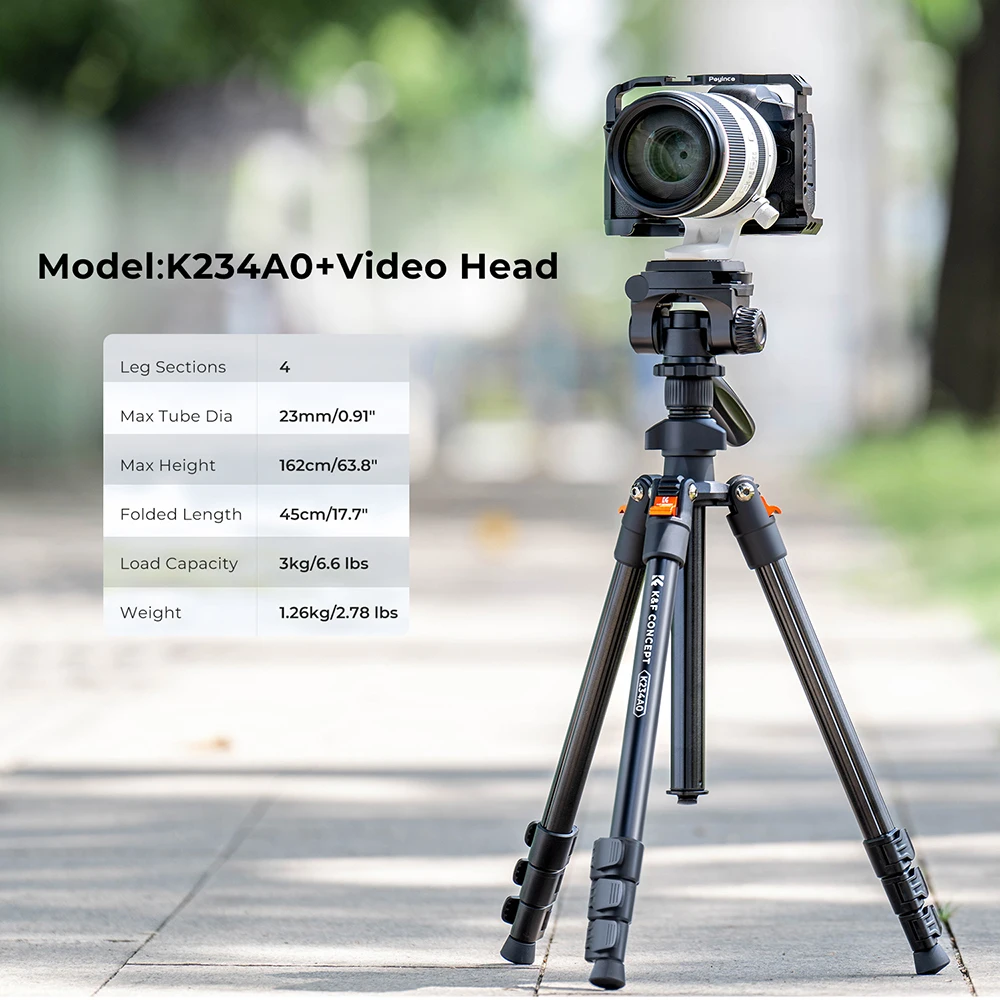 Trípode de Video K&F CONCEPT de 64 Pulgadas/162 cm, Trípodes Ligeros de Aluminio para Fotografía, Transmisión en Vivo, Soporte para Teléfono con Cámara DSLR