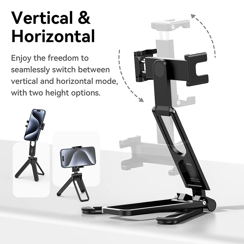 Ulanzi MA26 Mini trípode plegable de bolsillo para teléfono Vertical Horizontal expansión de disparo vídeo luz micrófono fotografía Vlog