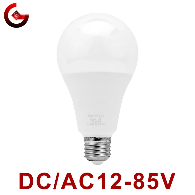 Bombilla LED E27 DC/AC 12V-85V 3W 6W 9W 12W 15W 18W 25W luz de bajo voltaje 12 voltios iluminación de foco lámpara blanca fría/cálida