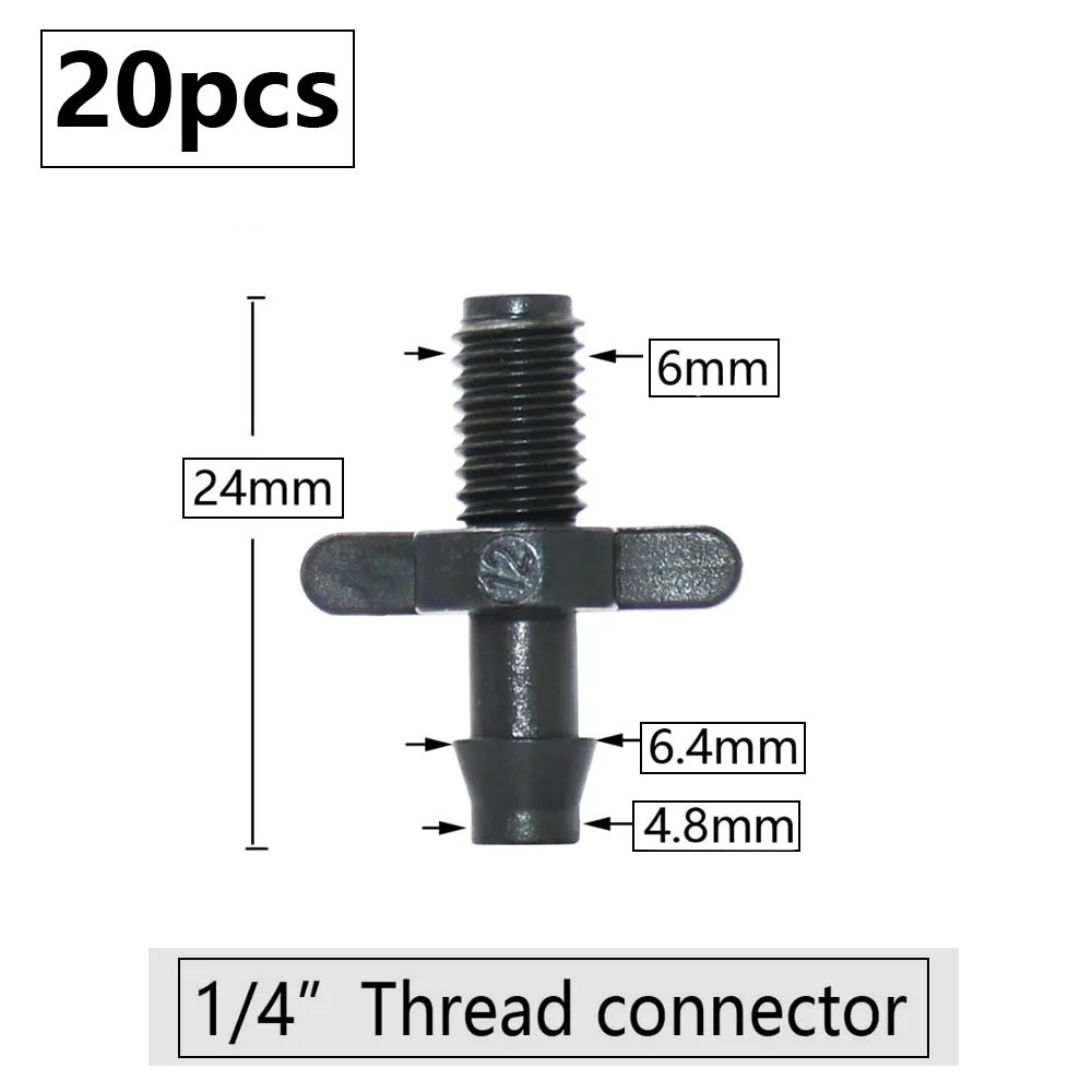 20 piezas conector de lengüeta para manguera de jardín, 3mm, 4mm, riego por goteo, 1/4 ''y 1/8'', conector para manguera, Tees, accesorios de púas con enchufe cruzado Eng