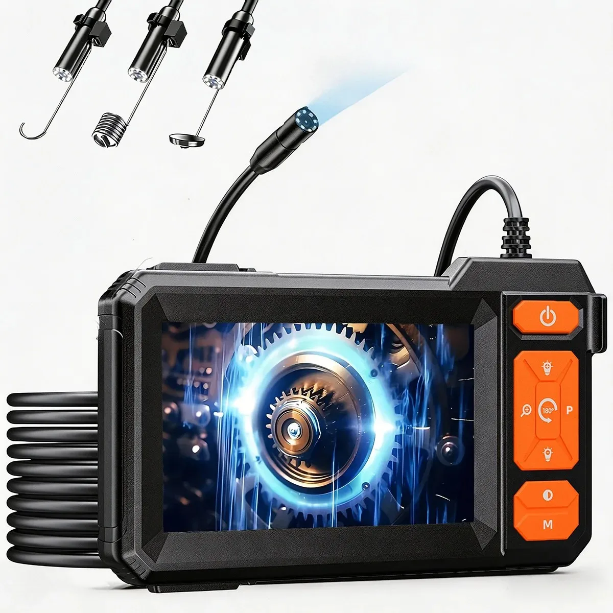 Cámara Endoscópica Industrial con Pantalla IPS de 4.3 Pulgadas, 8mm HD1080P, IP67 Impermeable, 8 Luces LED, Boroscopio de Inspección para Reparación de Tuberías y Automóviles