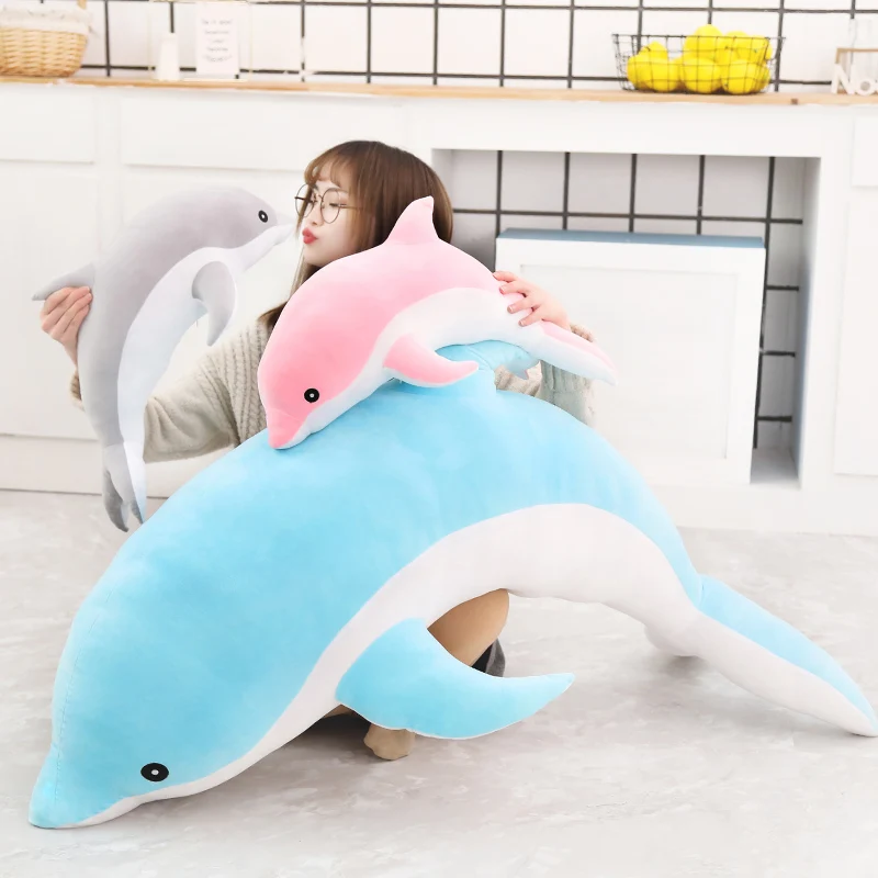 1 unidad, 30/50 cm, peluche de delfín Kawaii, adorable muñeco de peluche suave, almohada de animal, ideal como cojín para dormir, regalo para niñas.