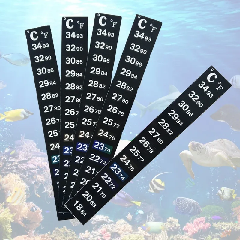 Tira adhesiva para acuario, termómetro decolorante, adhesivo de doble escala, herramientas de temperatura, 5 uds./10 Uds.