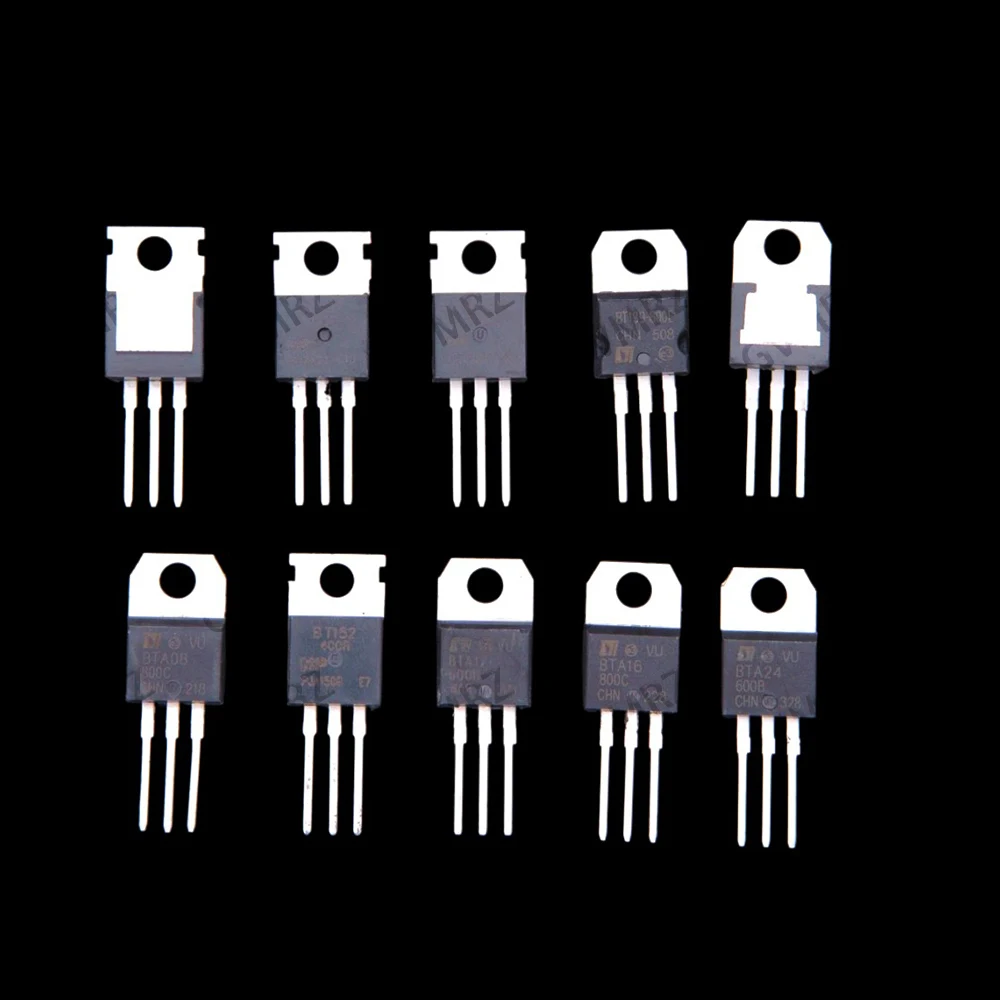 10 valores BT136 BT137 BT138 BT139 50PCS Tiristor controlado por silicio TYN1225 BTA08 BT152 TO-220 BTA12 BTA16 BTA24