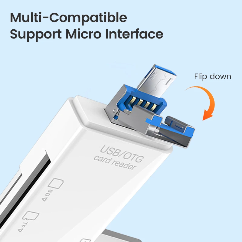 Lector de tarjetas multifunción 6 en 1 OTG SD, USB 2,0, tipo C/TF/SD, tarjeta de memoria inteligente, adaptador de Accesorios para ordenador portátil