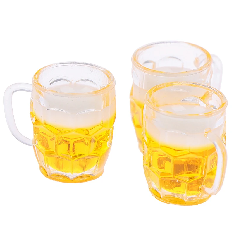 Juguetes para casa de muñecas, modelo de escena en miniatura a escala, accesorios para casa de muñecas, Mini taza de cerveza, juguete para niños, 1/12