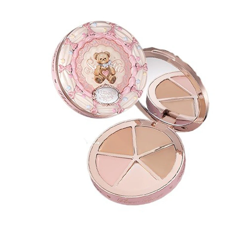 FLOR KNOWS THE SWEETIE BEAR Corrector de 4 colores Paleta iluminadora que cubre las ojeras Base de contorno de cobertura total