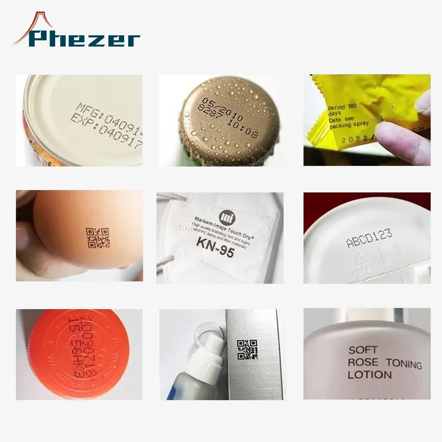 Impresora de Inyección de Tinta Portátil Phezer 12.7mm P17, Impresora de Etiquetas, Fecha de Caducidad, Código de Lote, Logotipo, Código QR, 28 Idiomas