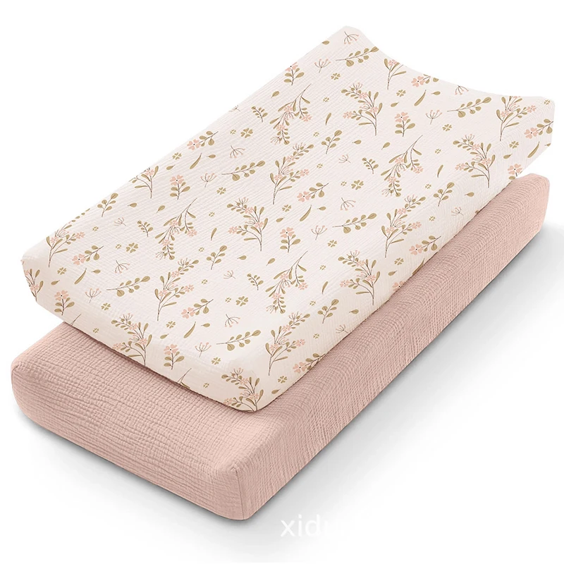 2 uds cambiador de bebé cubierta de muselina suave transpirable algodón pañal cambiador de mesa cubierta sábanas para niñas y niños recién nacidos
