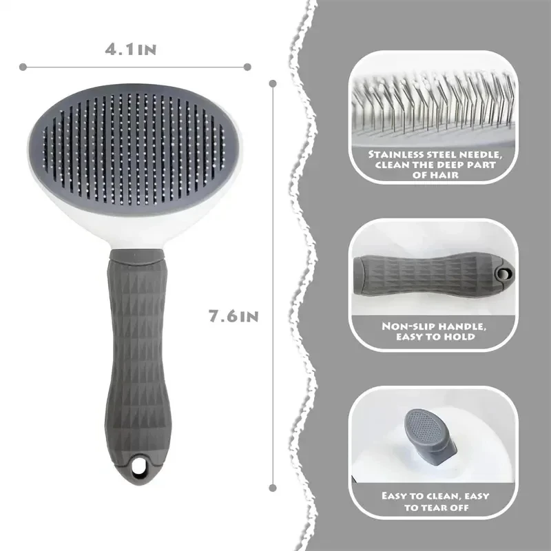 Cepillo para perros y gatos, peine autolimpiante para quitar el pelo de mascotas, herramientas de aseo para perros y gatos, peine para desmastar mascotas, accesorios para perros
