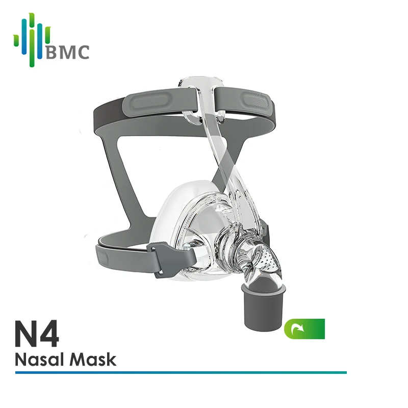 Mascarilla Nasal BMC N4 CPAP, cojín SML de 3 tamaños con ventilador de casco ajustable, suministro de respirador de aire para Apnea del sueño, antironquidos