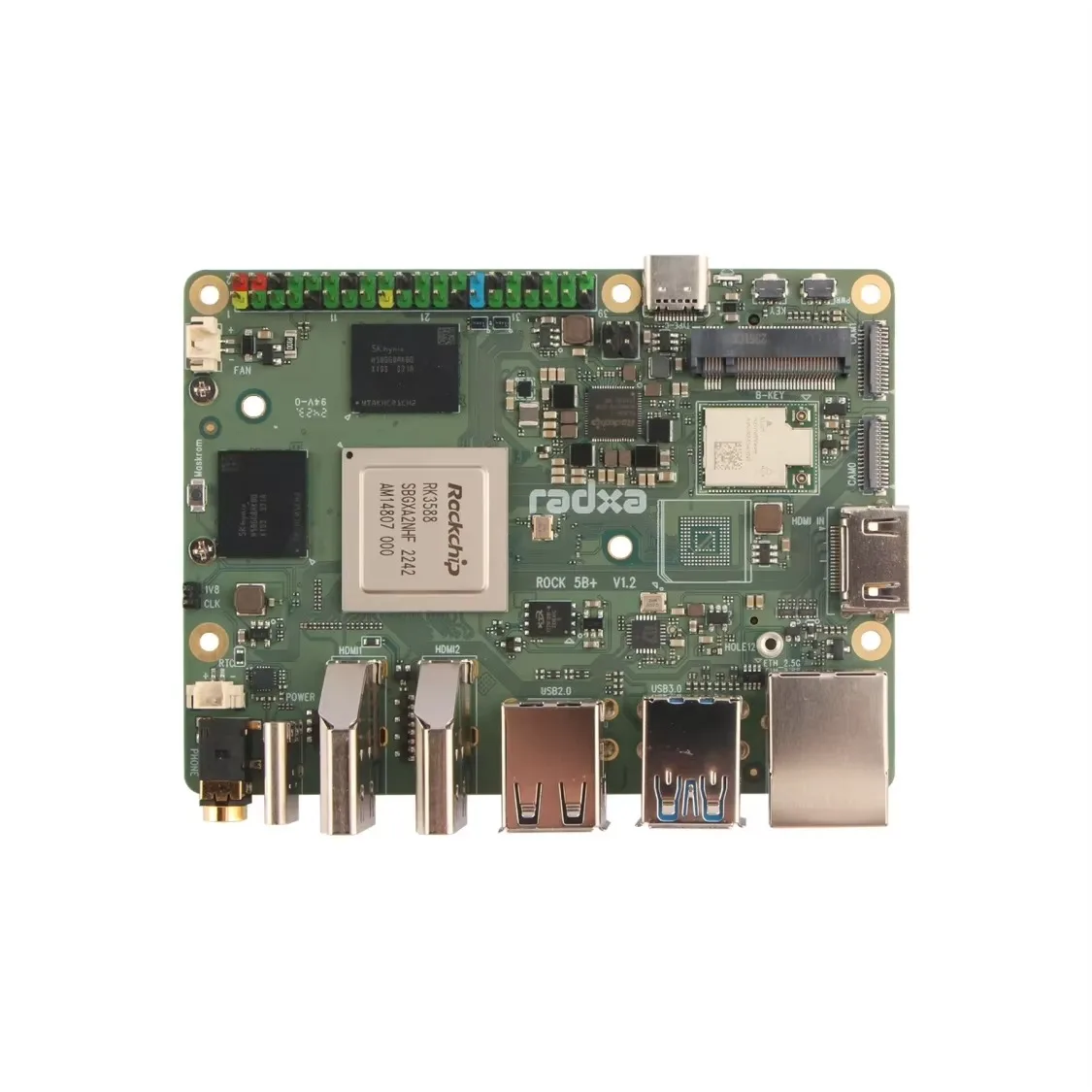 Computadora de Placa Única BoMaSRadxa Rock 5b+ Rock 5b Plus con CPU de 8 Núcleos RK3588, Soporte para GPU y NPU, 8K, RAM LPDDR5 y Wifi 6