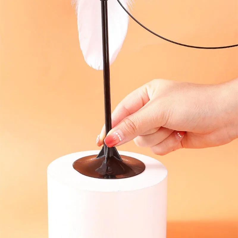 Juguete para gatos, divertidos juguetes interactivos para gatos, juguetes de plumas para gatos, juguete para gatos resistente a mordeduras con palo con ventosa, suministros para mascotas