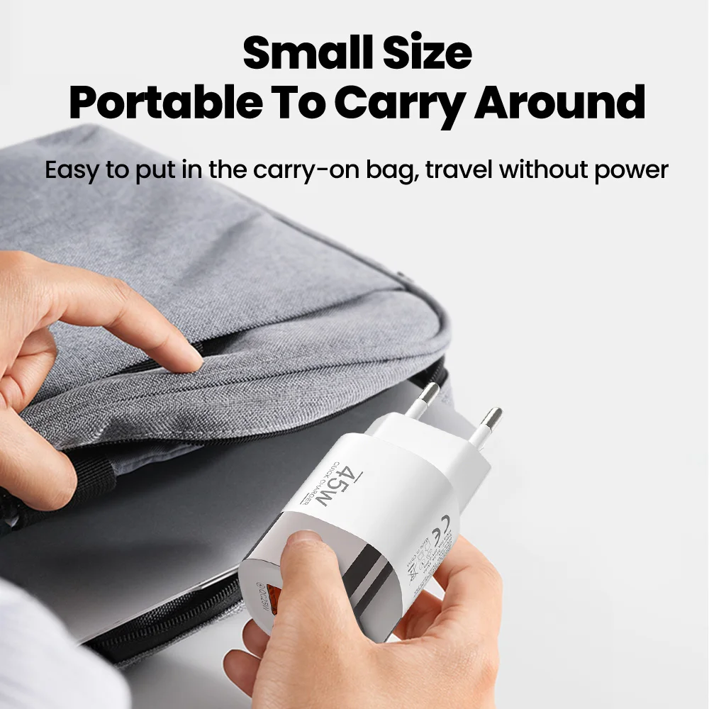Cargador USB tipo C de 45W, 2 puertos PD, carga rápida para teléfono móvil, cargador de pared USB EU/UK/US, QC3.0, supercarga para iPhone, Samsung, Poco