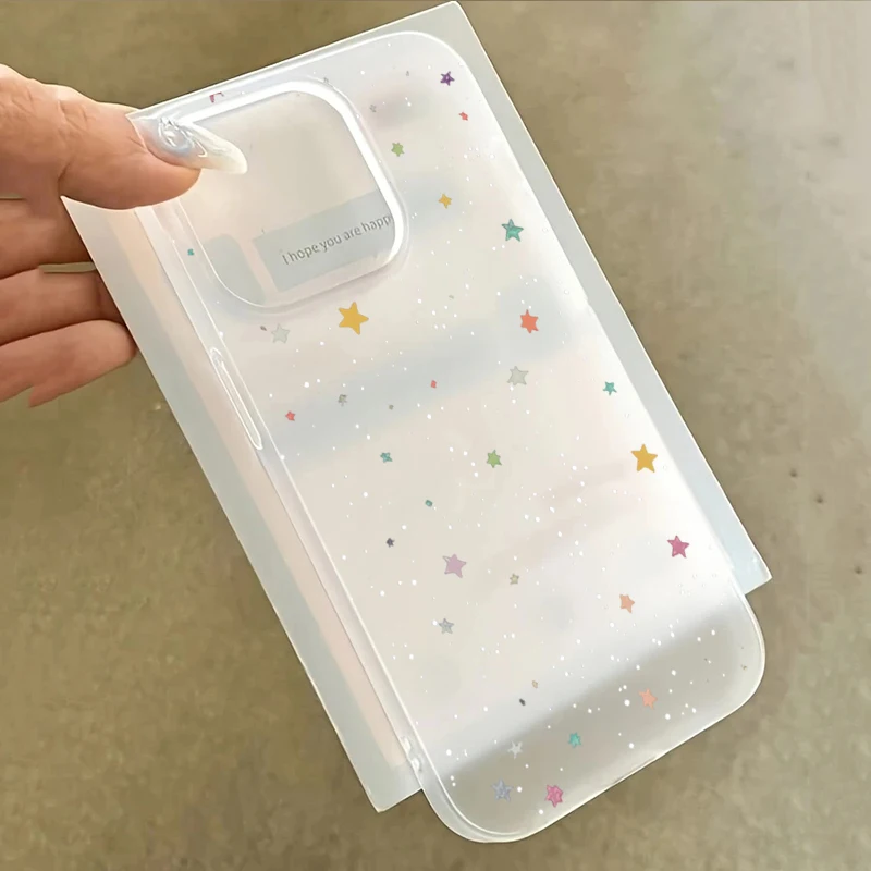 Funda Minimalista Transparente Esmerilada de TPU con Diseño de Estrella para iPhone 18 17 16 15 14 13 12 11 Pro Max XS X XR 7 8 Plus, Cubierta Suave Transparente