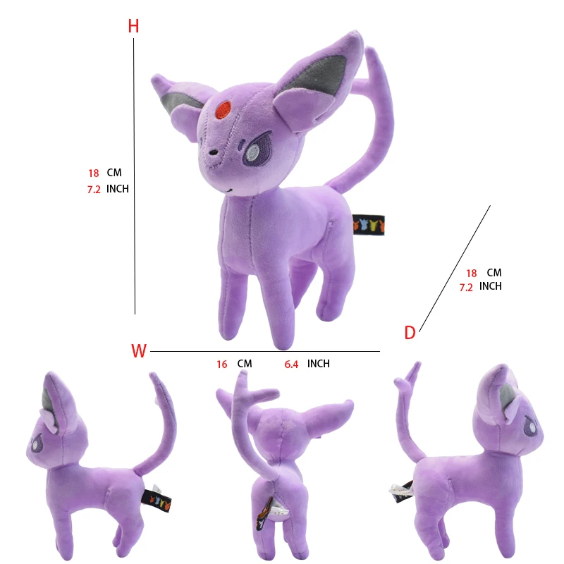 Leafeon Vaporeon Glaceon Sylveon Espeon Umbreon Sylveon juego de juguetes de peluche para regalo coleccionable, peluches suaves rellenos