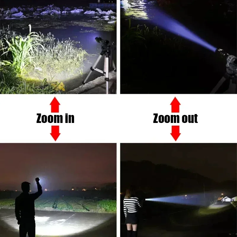 Minilinterna LED portátil, luz COB con Zoom telescópico, recargable por USB, táctica, para acampar, senderismo, linterna de emergencia, 1-6 uds.