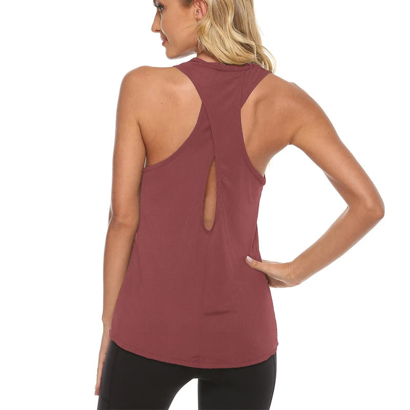 Top sin mangas para Yoga, chaleco atlético con espalda abierta, blusa Sexy elástica, camisetas sin mangas deportivas para Fitness