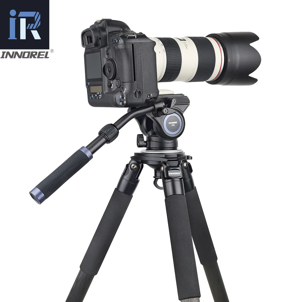 INNOREL-Cabezal fluido de vídeo F60/F80, trípode de cámara profesional, cabezal panorámico de arrastre fluido para cámaras DSLR, videocámaras, teleobjetivo