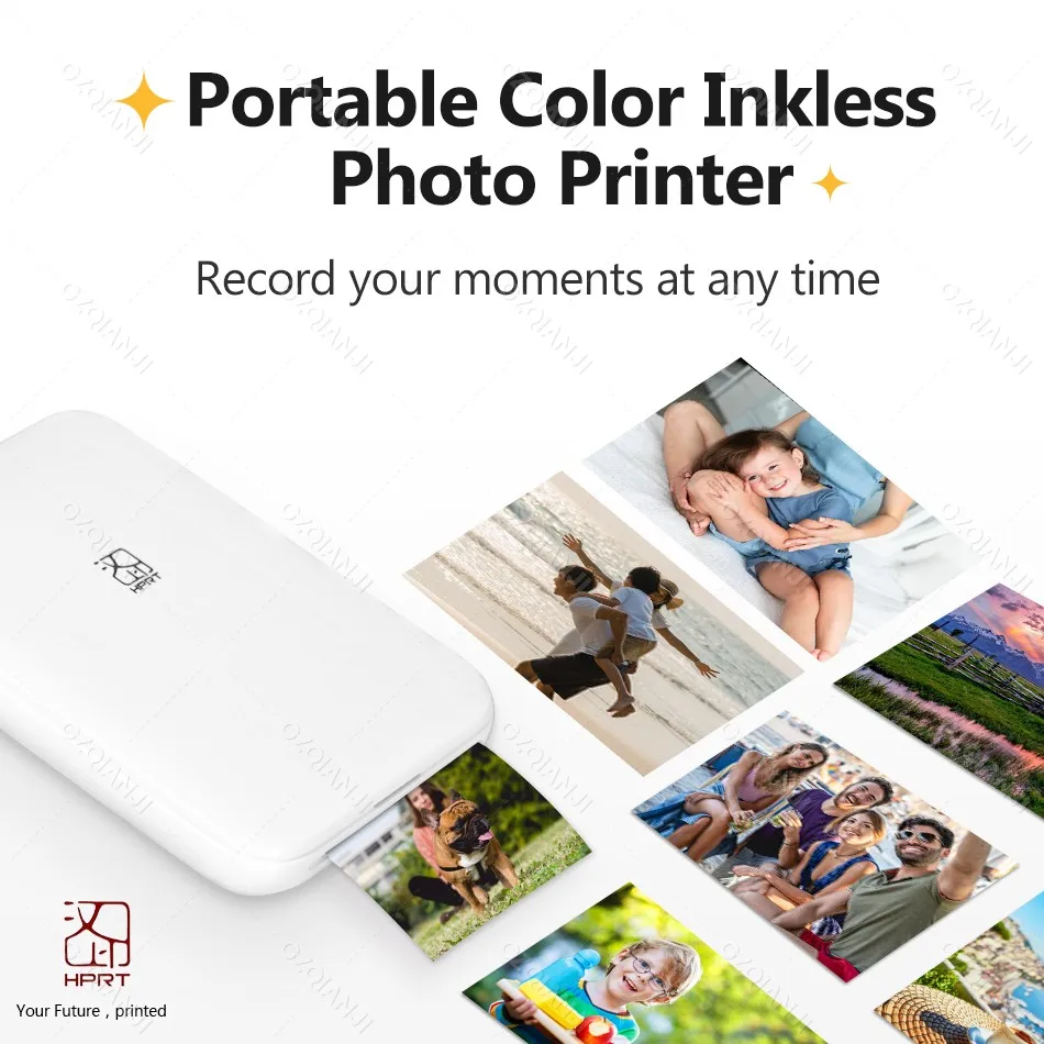 Impresora de bolsillo móvil Mni portátil HPRT MT53, impresora fotográfica inalámbrica BT con tecnología Zink, impresora fotográfica en Color de 2x3 pulgadas