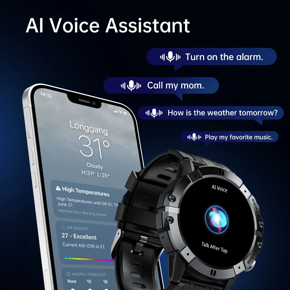CUBOT C29 SmartWatch 1,52 pulgadas 1ATM reloj deportivo resistente al agua para hombres batería de 410mAh, llamada Bluetooth, frecuencia cardíaca y Monitor de salud 24H