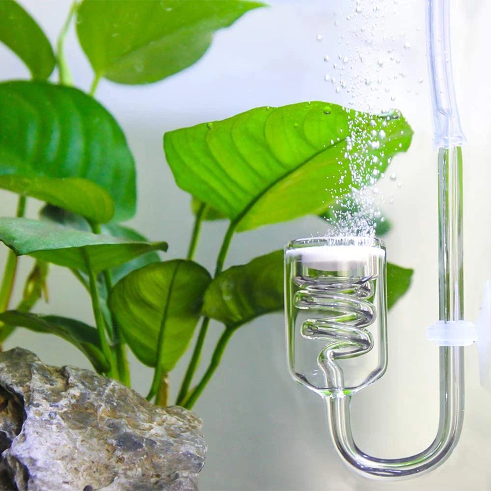 Difusor de CO2 para acuario, atomizador de tanque de plantas de 60 ~ 300L, regulador de solenoide, atomizador de CO2 musgo, tubo de vidrio en espiral