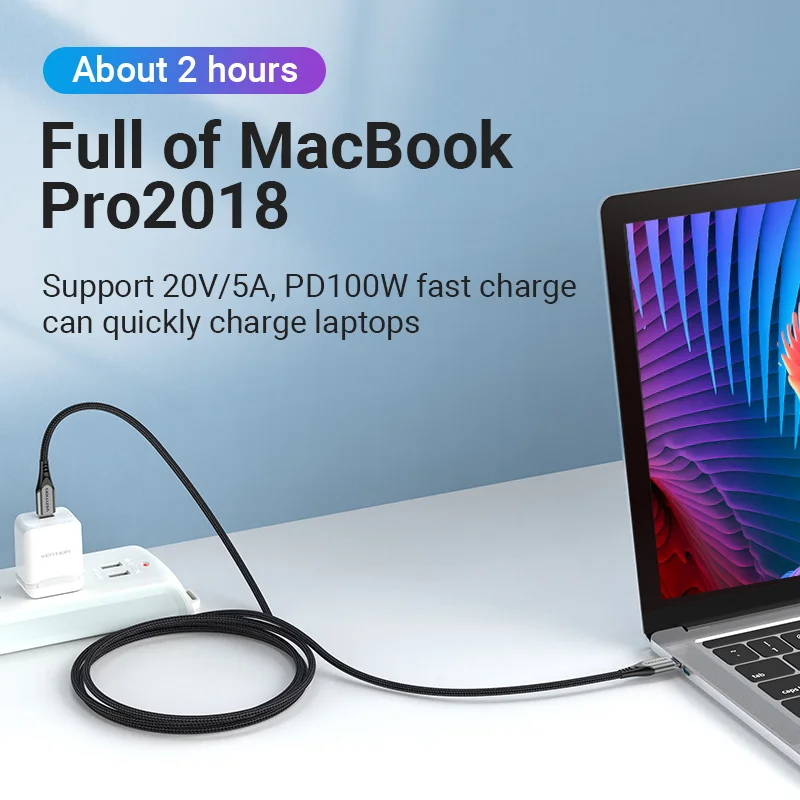 Cable USB C a Tipo C Vention, PD 100W 60W, Cable de Carga Rápida para iPhone 17 16 15, Samsung S24, Xiaomi 17, Macbook, iPad