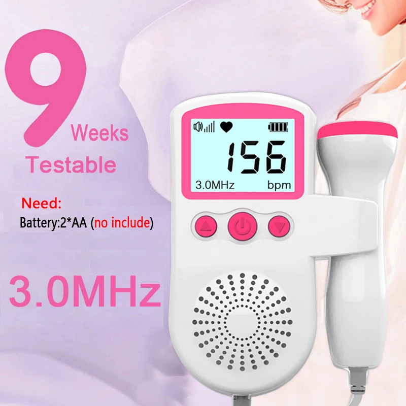 Doppler Fetal portátil de bolsillo, dispositivo Detector de ultrasonido, Monitor de latidos, 3,0 MHz, sonido del corazón del bebé, embarazo