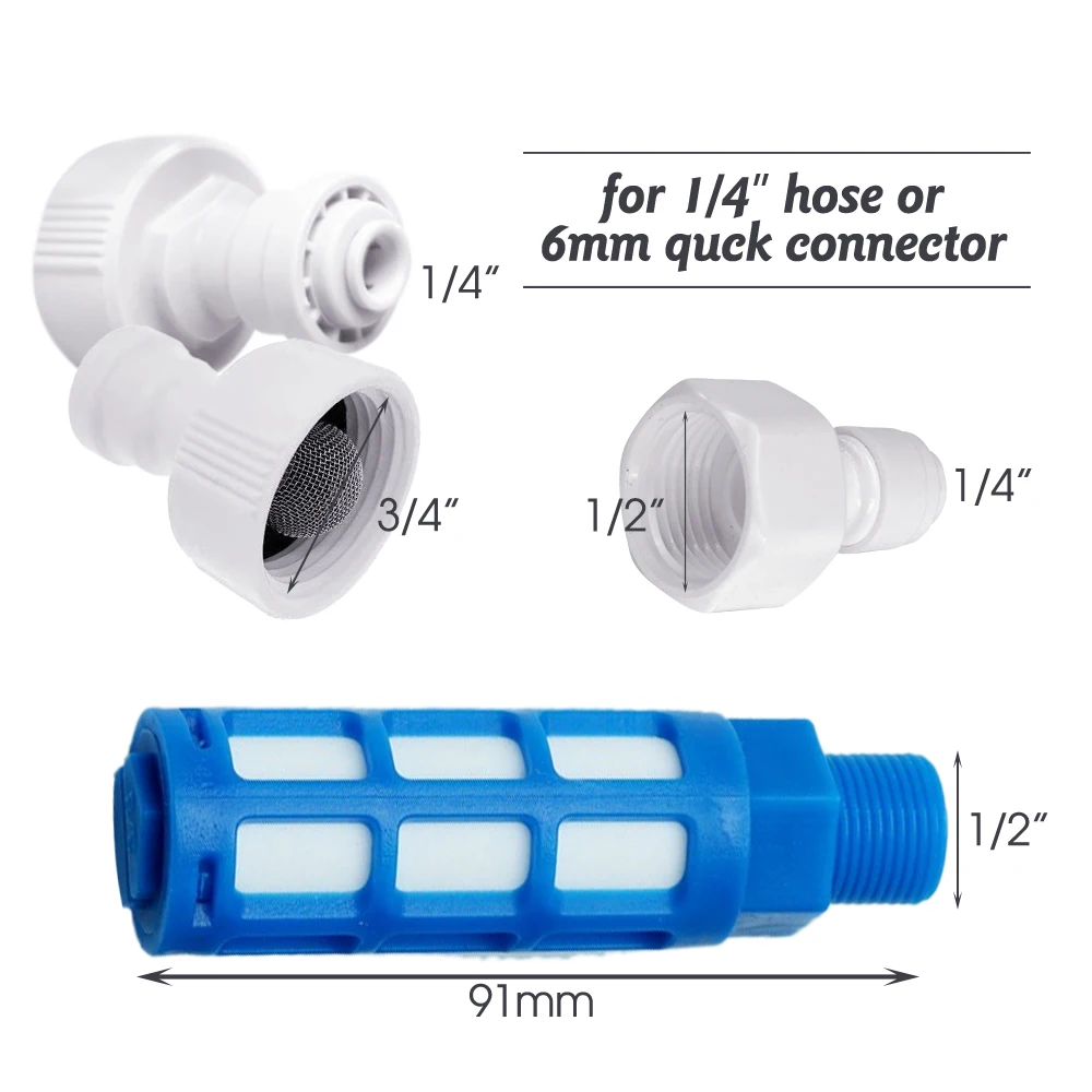 Conector rápido de tubo de PE blanco de 6mm, accesorios de liberación rápida de tubo de 1/4 "para purificador de agua doméstico, juntas de sistema de riego de manguera de jardín
