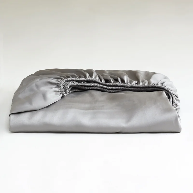 Sábana Ajustable de Seda Natural de Lujo con Bandas Elásticas, Cubre Colchón Suave Antideslizante, Sábana Ajustable de 90/100/140/160/180/200cm