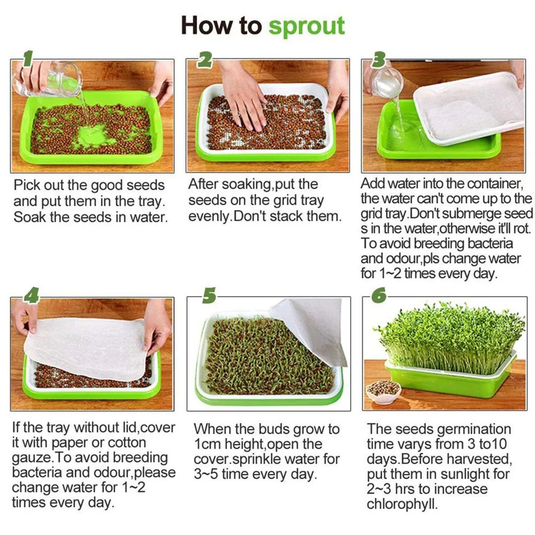 Microgreens-bandeja hidropónica para germinar brotes, hortícola, jardín, vivero, maceta, bricolaje