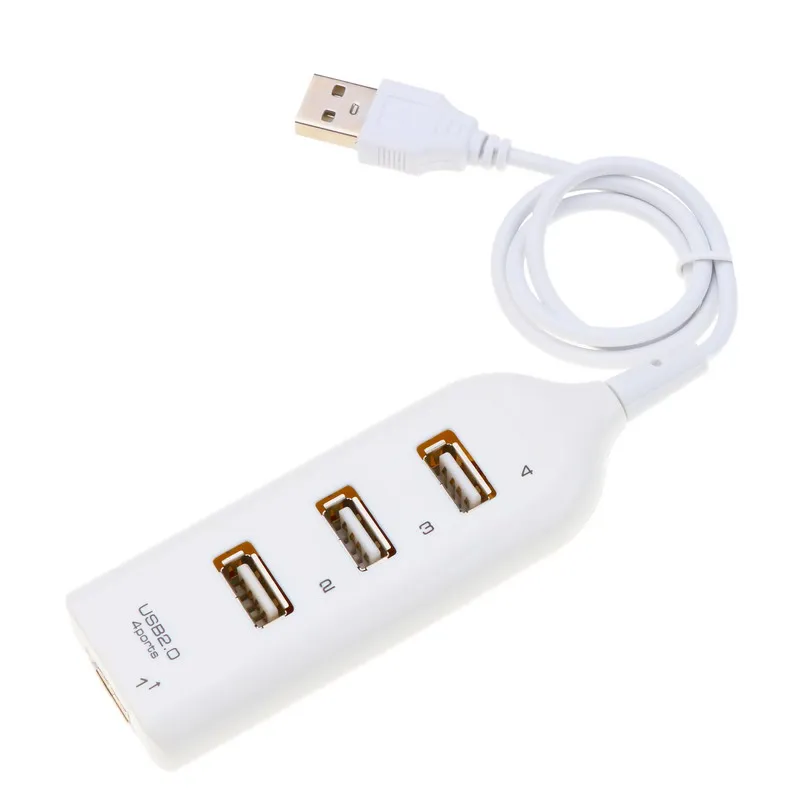 Hub USB de alta velocidad, 4 puertos USB 2,0 con Cable, Mini concentrador divisor USB, adaptador de corriente, enchufe múltiple para PC, portátil y Notebook
