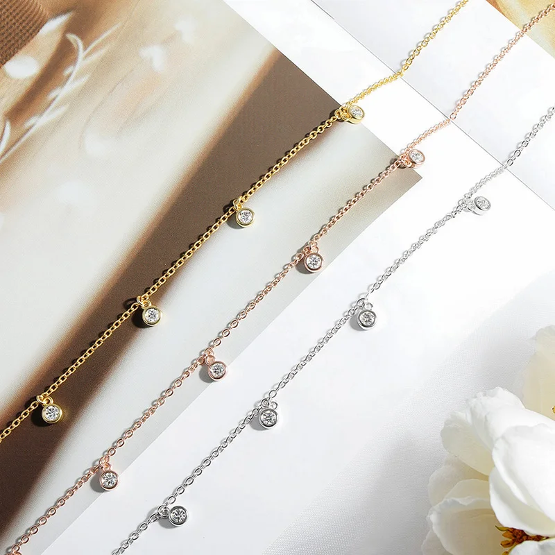 Smyoue-collar con colgante de moissanita auténtica para mujer, 8 piedras con certificado de burbuja, 100%, cadena clásica para el cuello, plata de ley 925 chapada en 18K