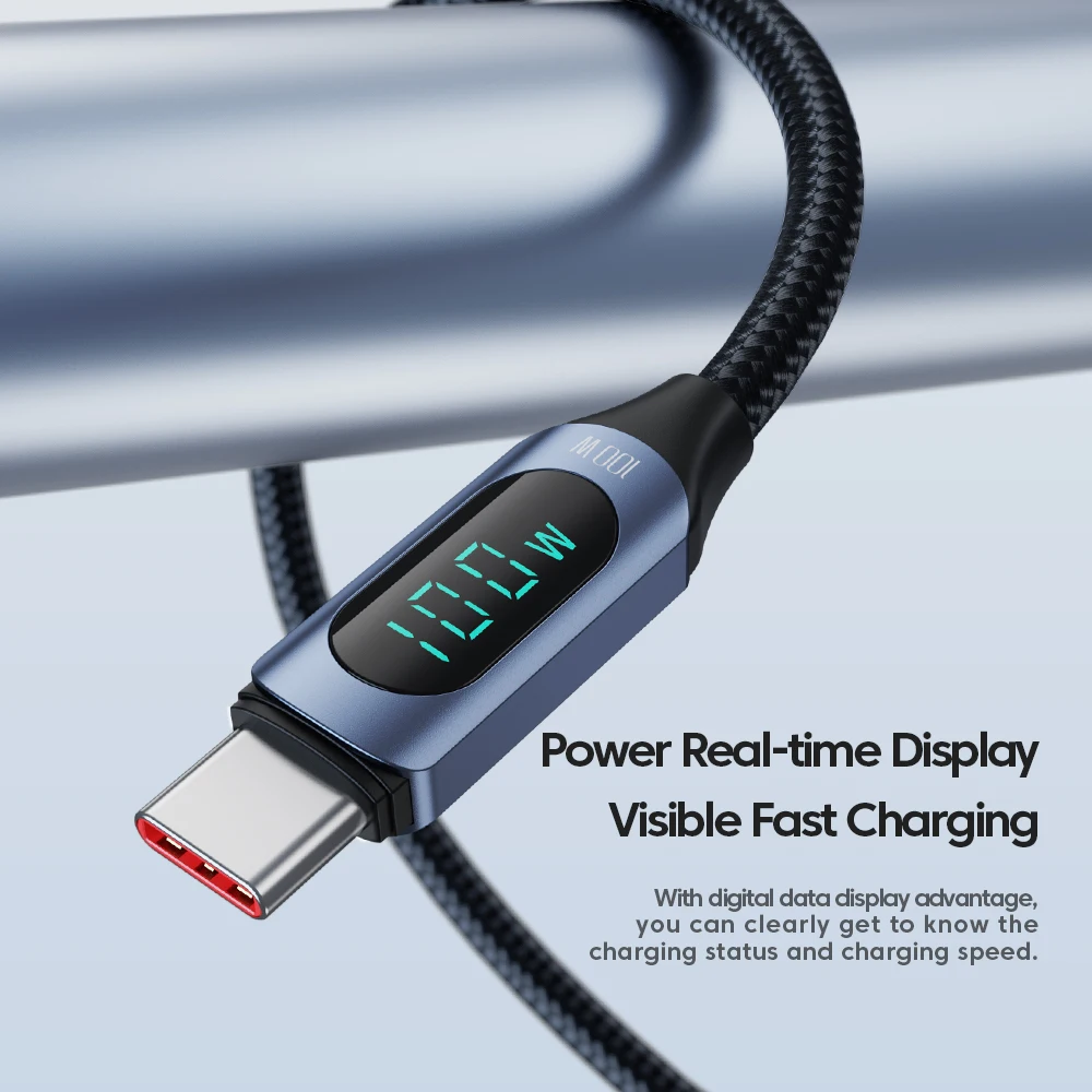 Toocki X03 Cable USB C a C de 100W para iPhone 15 5A pantalla Digital Cable tipo C de alta velocidad para Samsung Cable de datos de cargador colorido