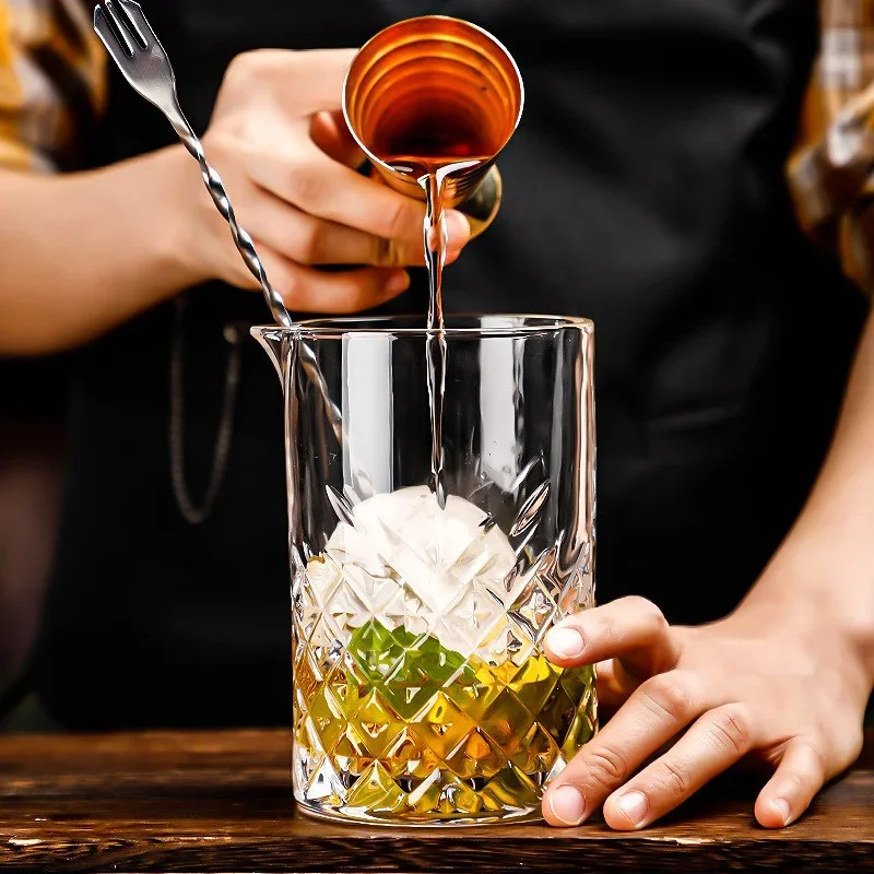 JUSTINLAU Vaso para Whisky, Coctelera Profesional, Vasos para Mezclar Cócteles, Vaso de Cristal para Mezclar, Herramientas de Bar para Bartender
