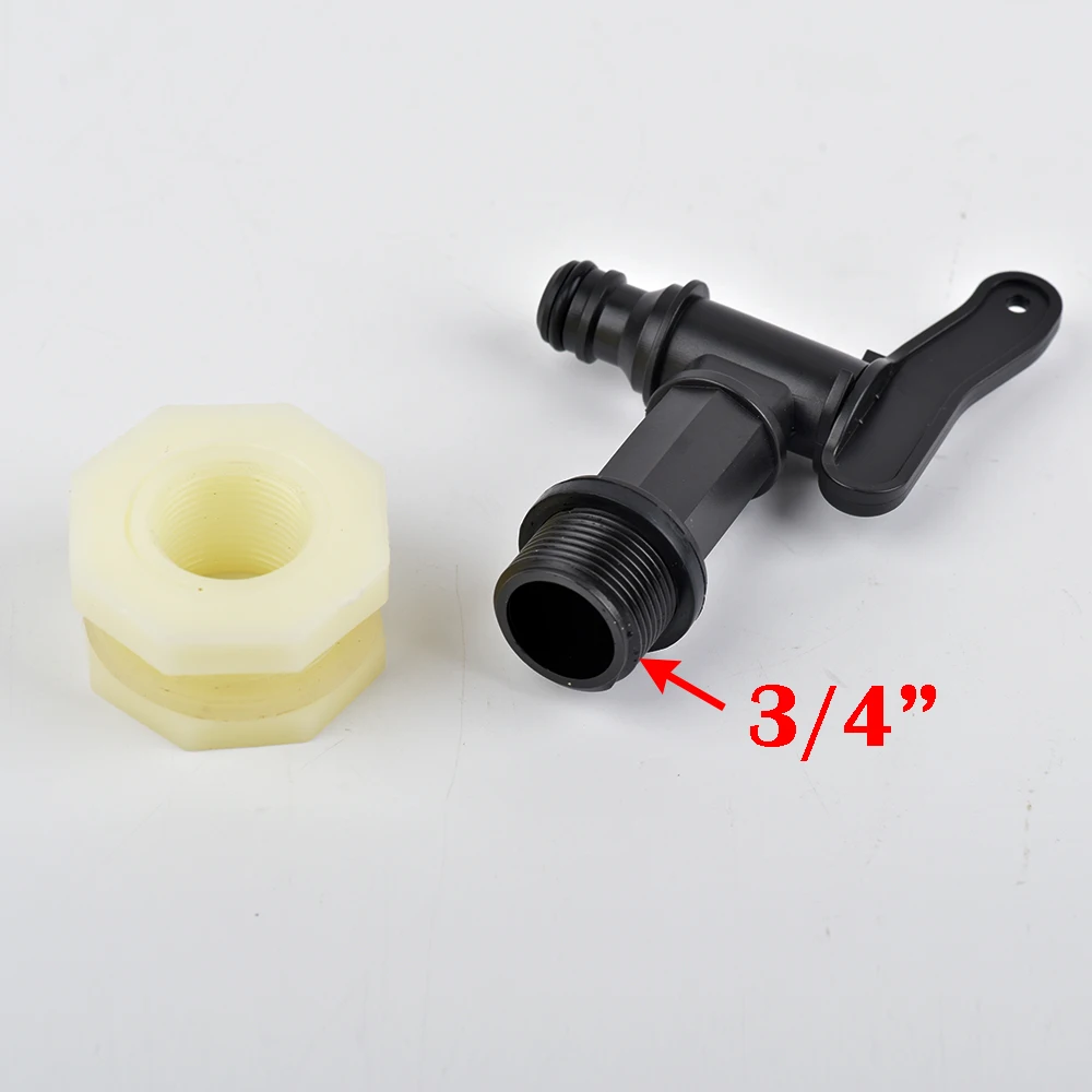 Válvula de conector de tanque de agua de plástico ABS, 1/2 ", 3/4" pulgadas, grifo de acuario, mamparo de tanque, accesorio de drenaje de repuesto