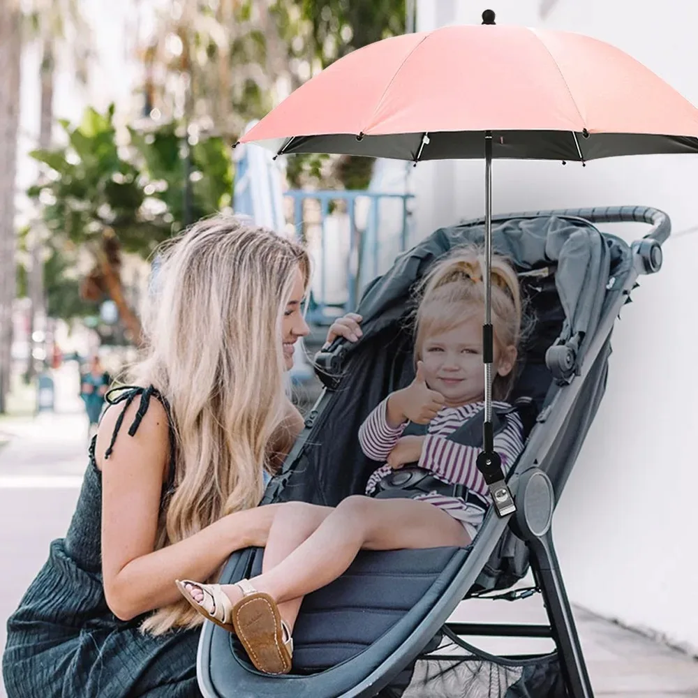 Sombrilla plegable para cochecito de bebé, Parasol Universal ajustable de 360 grados, protección contra la lluvia y el sol, UV，sombrilla plegable para cochecito de bebe，sombrilla carro bebe