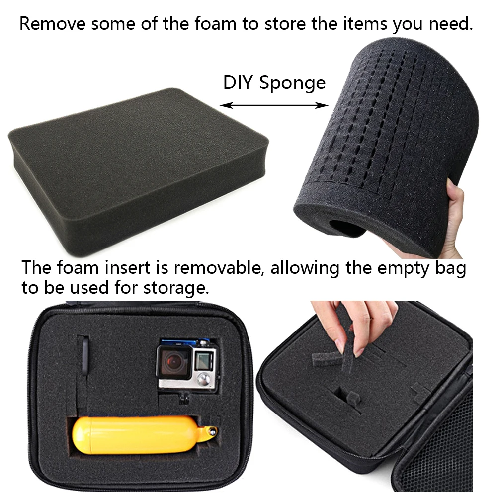 Estuche para herramientas, bolsas de almacenamiento impermeables de EVA con cremallera de viaje de espuma, caja para herramientas, accesorios, bolsa para cámara a prueba de golpes