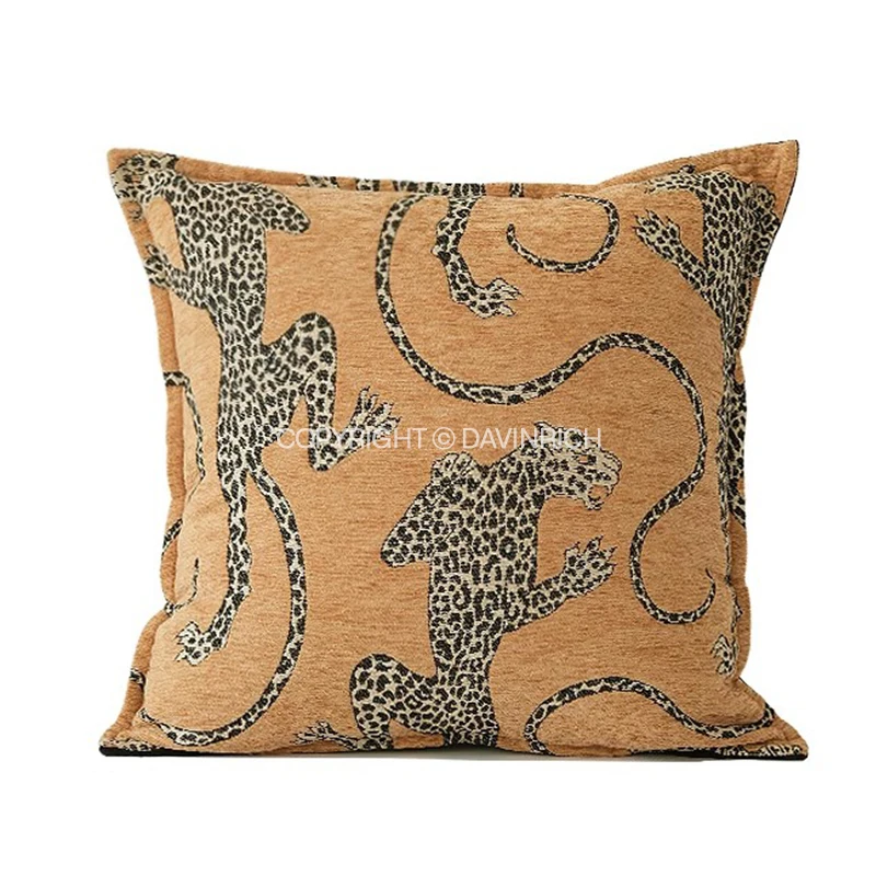 DAVINRICH-funda de almohada Lumbar con estampado de leopardo Medieval, cubierta de cojín de lujo, color verde, Colección Royal Menagerie