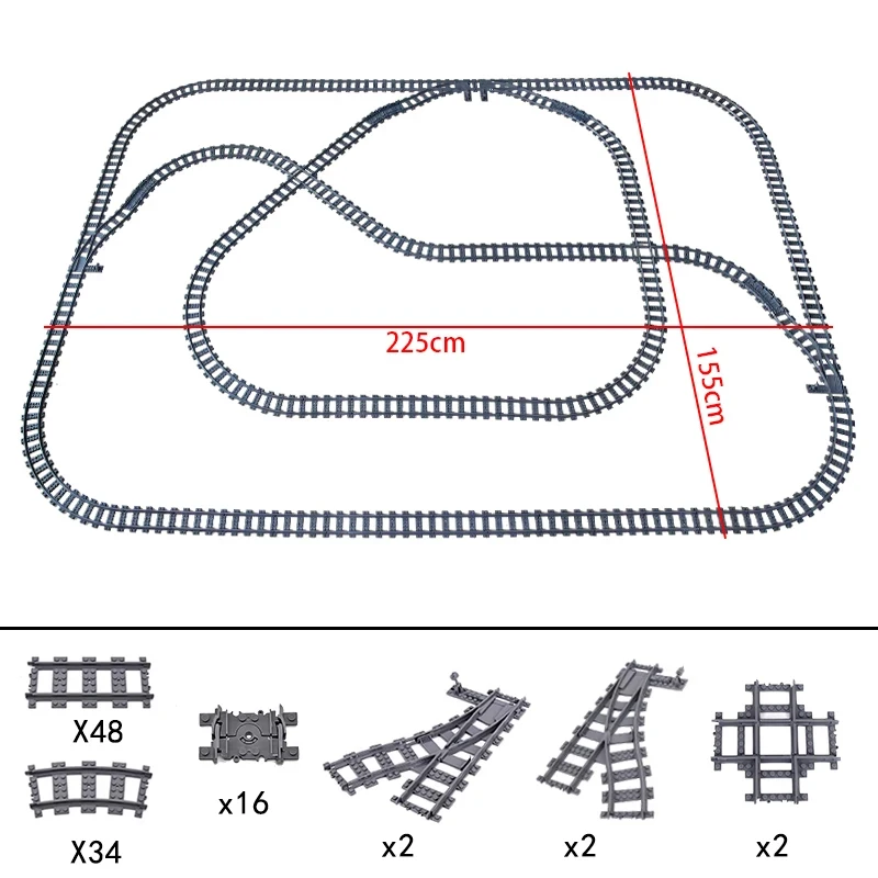 Trenes de alta tecnología urbanos, vías flexibles, rieles rectos y curvos bifurcados, conmutador de cruces, bloques de construcción, juguetes creativos para niños