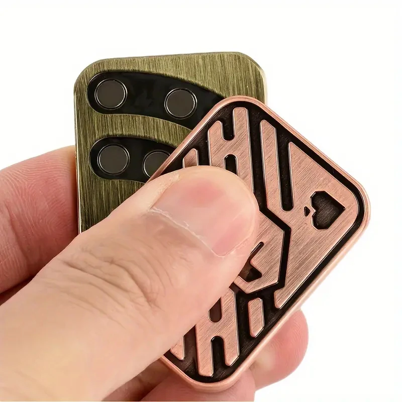 Fidget Spinner AA KK solución giroscópica para la yema del dedo juguete de reducción de presión Push Poker Push Card EDC juguetes de Metal regalos para adultos