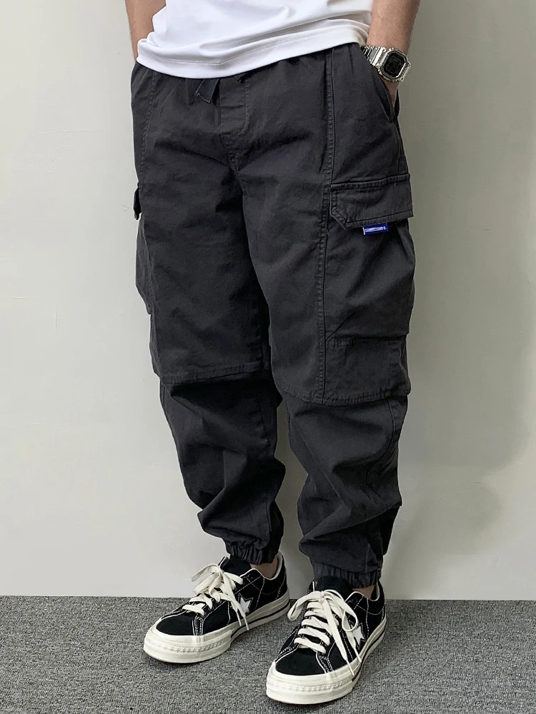 Pantalones Cargo de algodón de alta calidad para hombre, ropa informal japonesa, pantalones tácticos de talla grande, pantalones informales Harajuku para correr, pantalones de moda